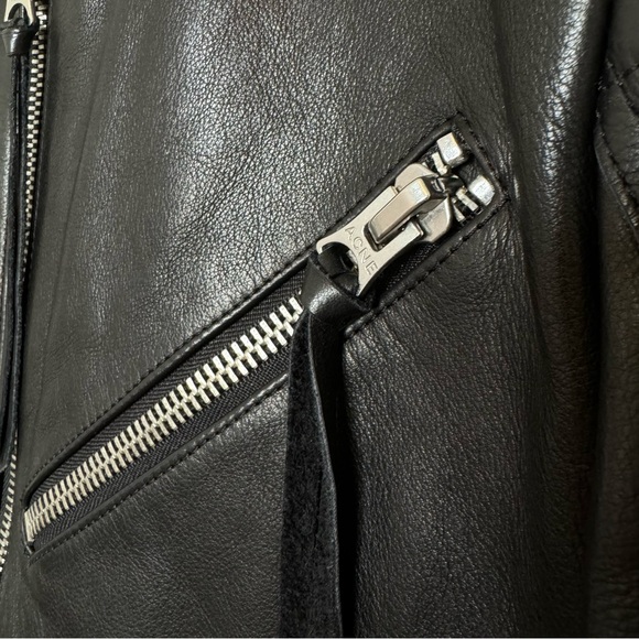 Acne Studios Calf Leather Biker Jacket Black Size 48 - Picture 7 of 16